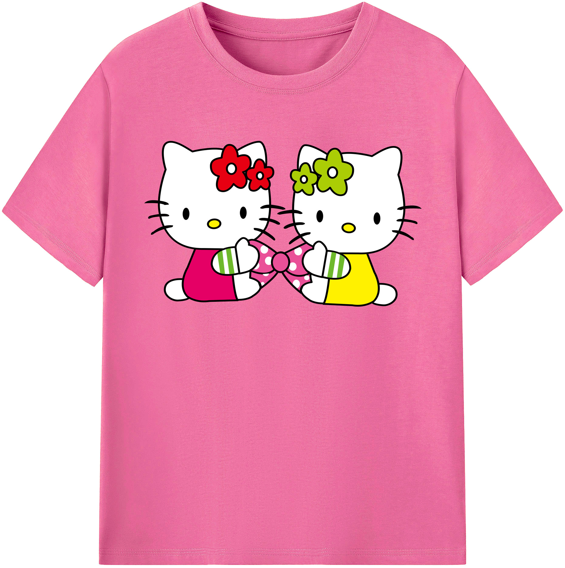 （画像用） Hello Kitty ハローキティ レディースカジュアルプリントTシャツ（綿100％）